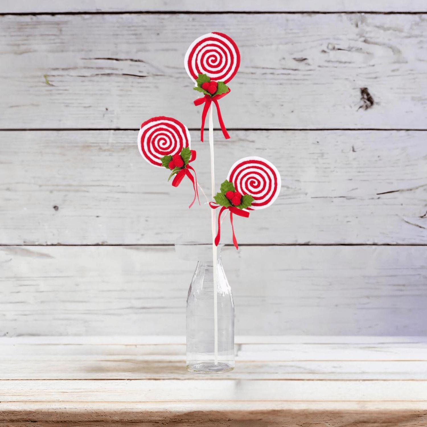 24" Red White Lollipop Bundle Spray