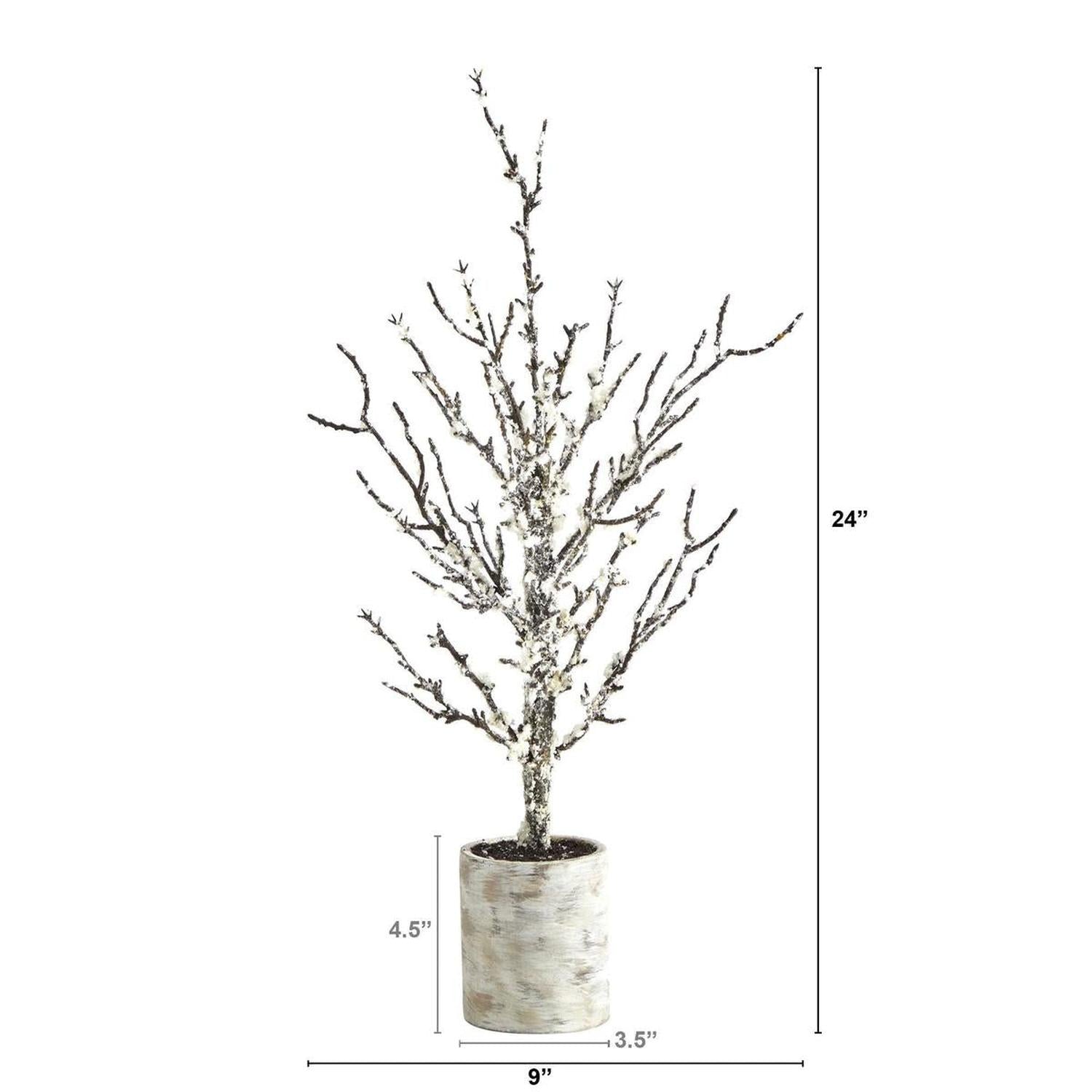 Shop For 24” Snowed Twig Artificial Christmas Tree in Decorative Planter