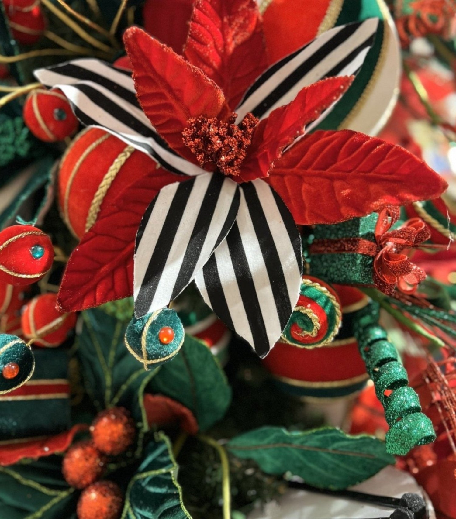 Shop For 24" Striped Poinsettia Stem