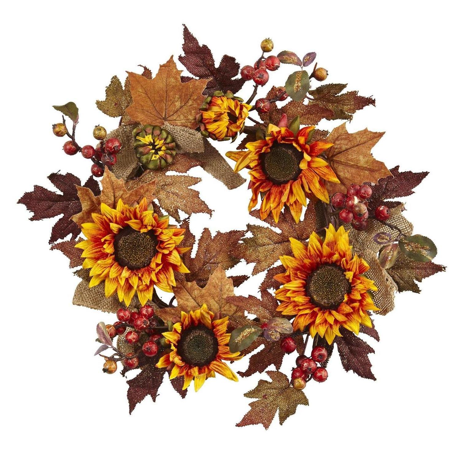 Shop For 24” Sunflower & Berry Wreath