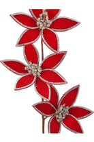 Shop For 24" Triple Velvet Jewel Poinsettia Stem: Red