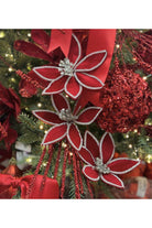 Shop For 24" Triple Velvet Jewel Poinsettia Stem: Red