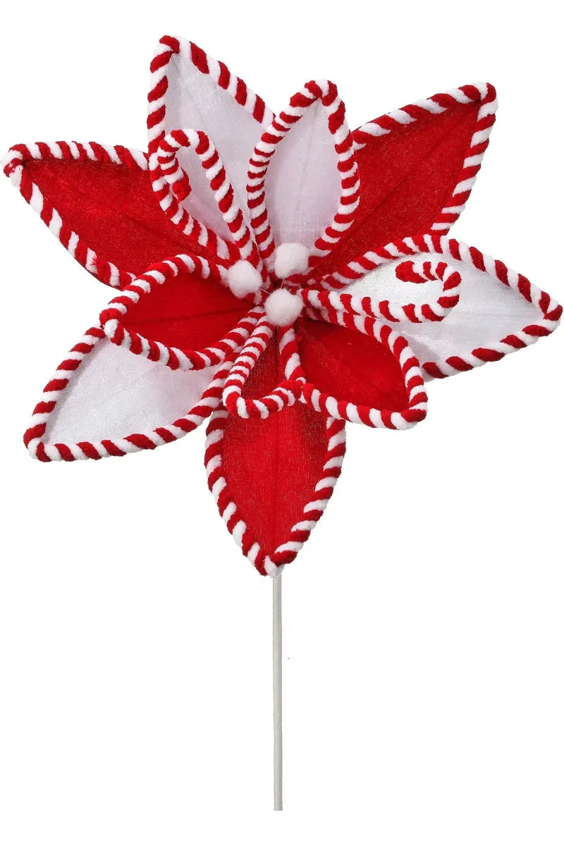 Shop For 24" Velvet Candy Canes Poinsettia Stem