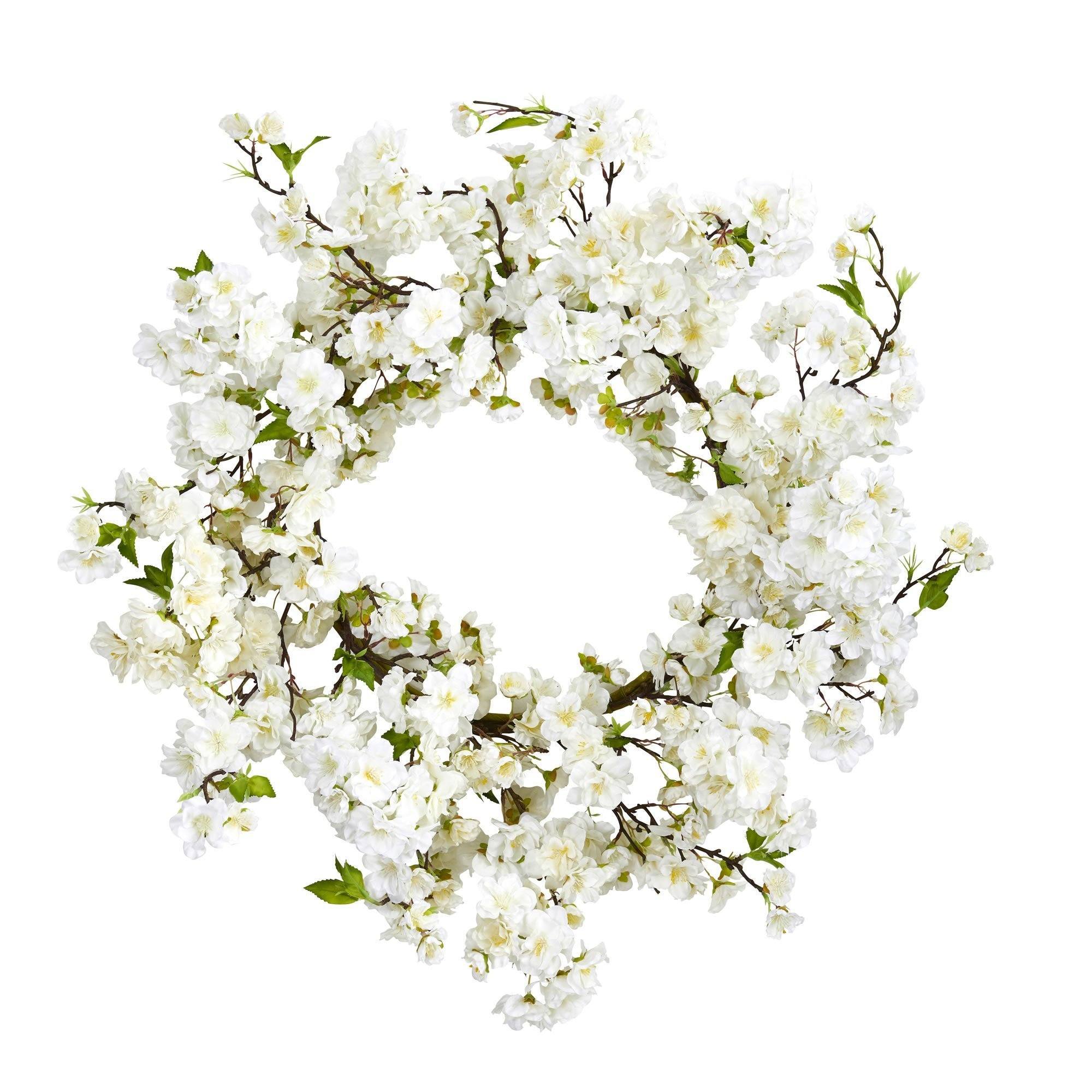 Shop For 24” White Flower Blossom Wreath