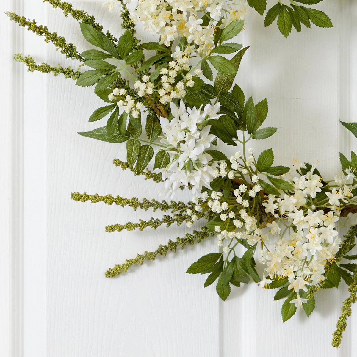 Shop For 24” White Mixed Floral Artificial Wreath