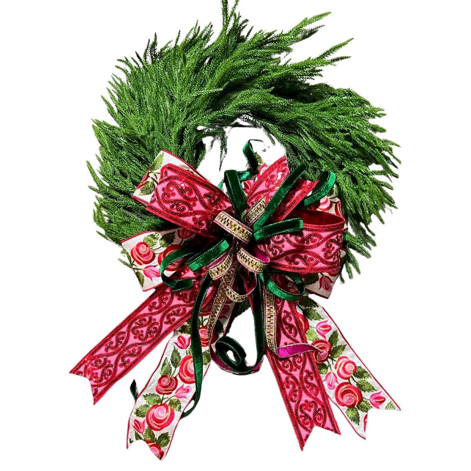 24in Norfolk Pine Wreath w/Bow