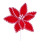 Shop For 24in Velvet Poinsettia Stem: Red/White