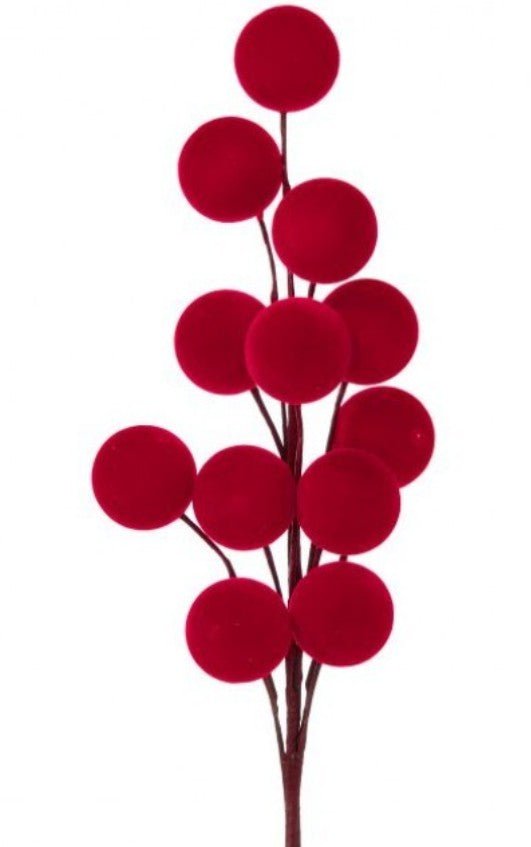 Shop For 24inch Flocked Large Berry Spray: Red