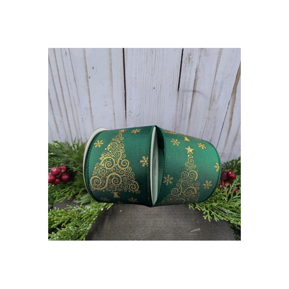 Shop For 2.5" Abstract Christmas Tree Ribbon: Hunter Green (10 Yards)
