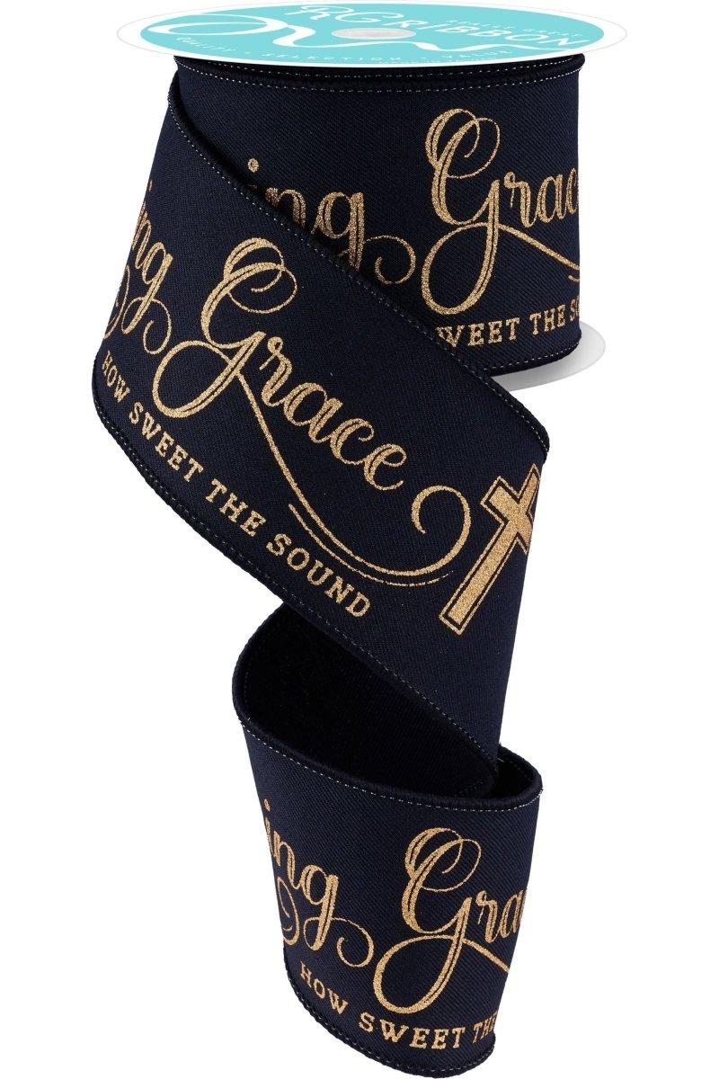 Shop For 2.5" Amazing Grace Ribbon: Black & Gold (10 Yards)