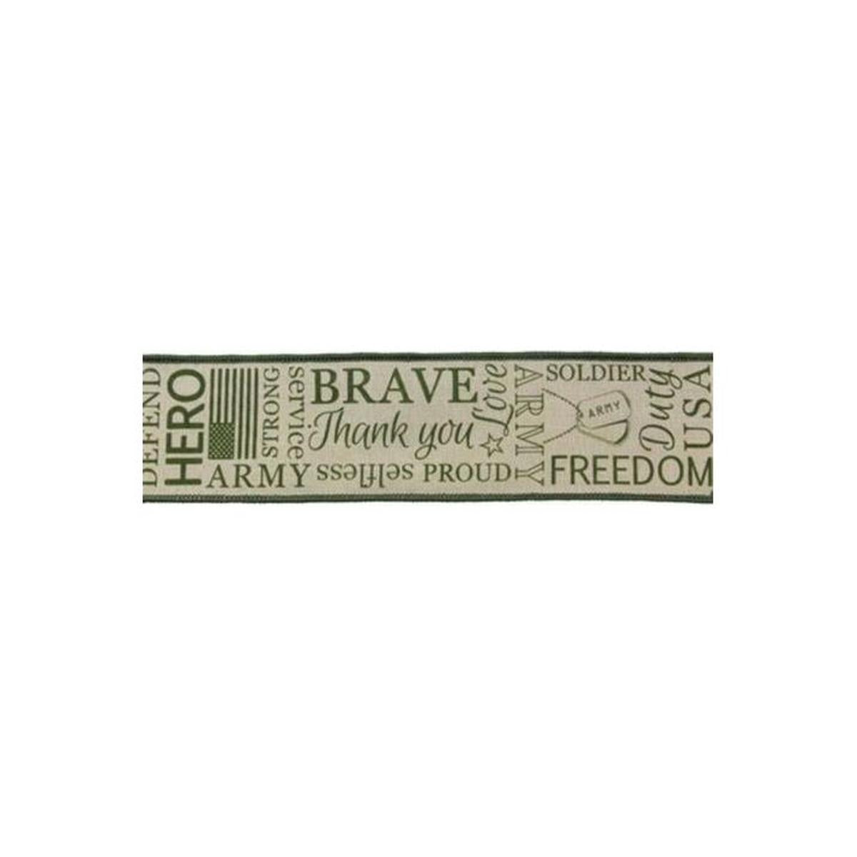 Shop For 2.5" Army Ribbon: Army Green & Natural (10 Yards)