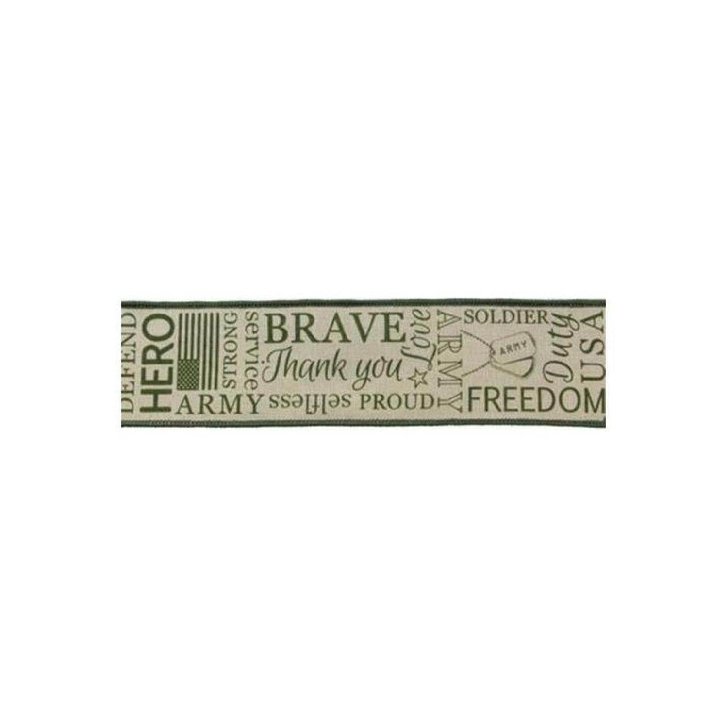 Shop For 2.5" Army Ribbon: Army Green & Natural (10 Yards)