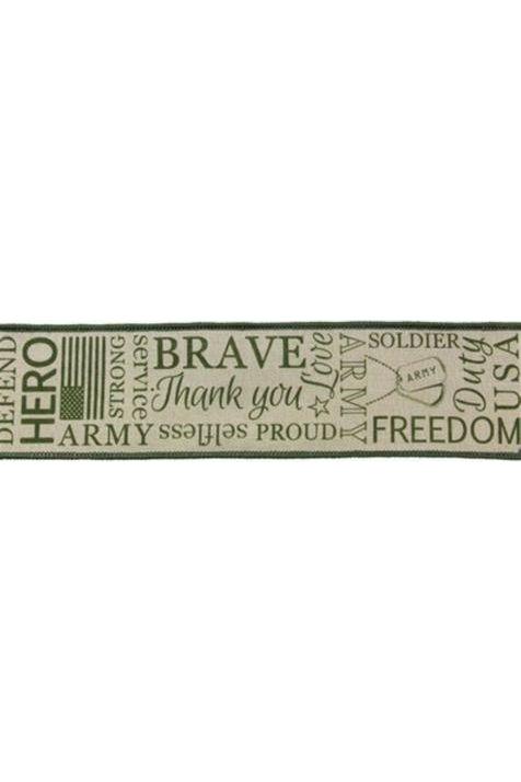 Shop For 2.5" Army Ribbon: Army Green & Natural (10 Yards)