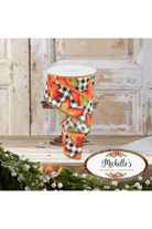 Shop For 2.5" Autumn Leaves on Check Ribbon: White (10 Yards)