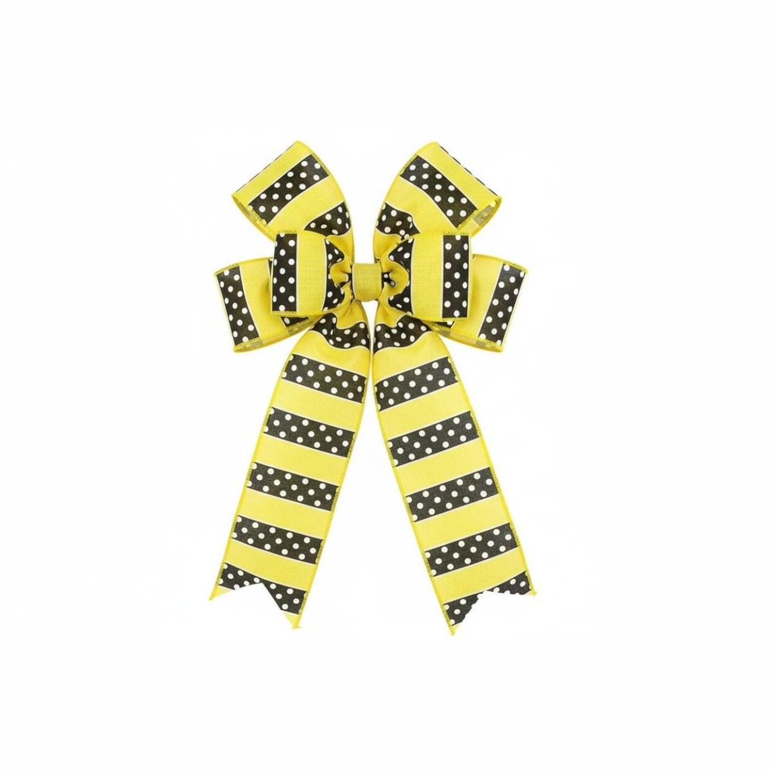 Shop For 2.5" B & W Polka Dot Stripes Ribbon: Sun Yellow (10 Yards)