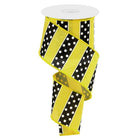 Shop For 2.5" B & W Polka Dot Stripes Ribbon: Sun Yellow (10 Yards)