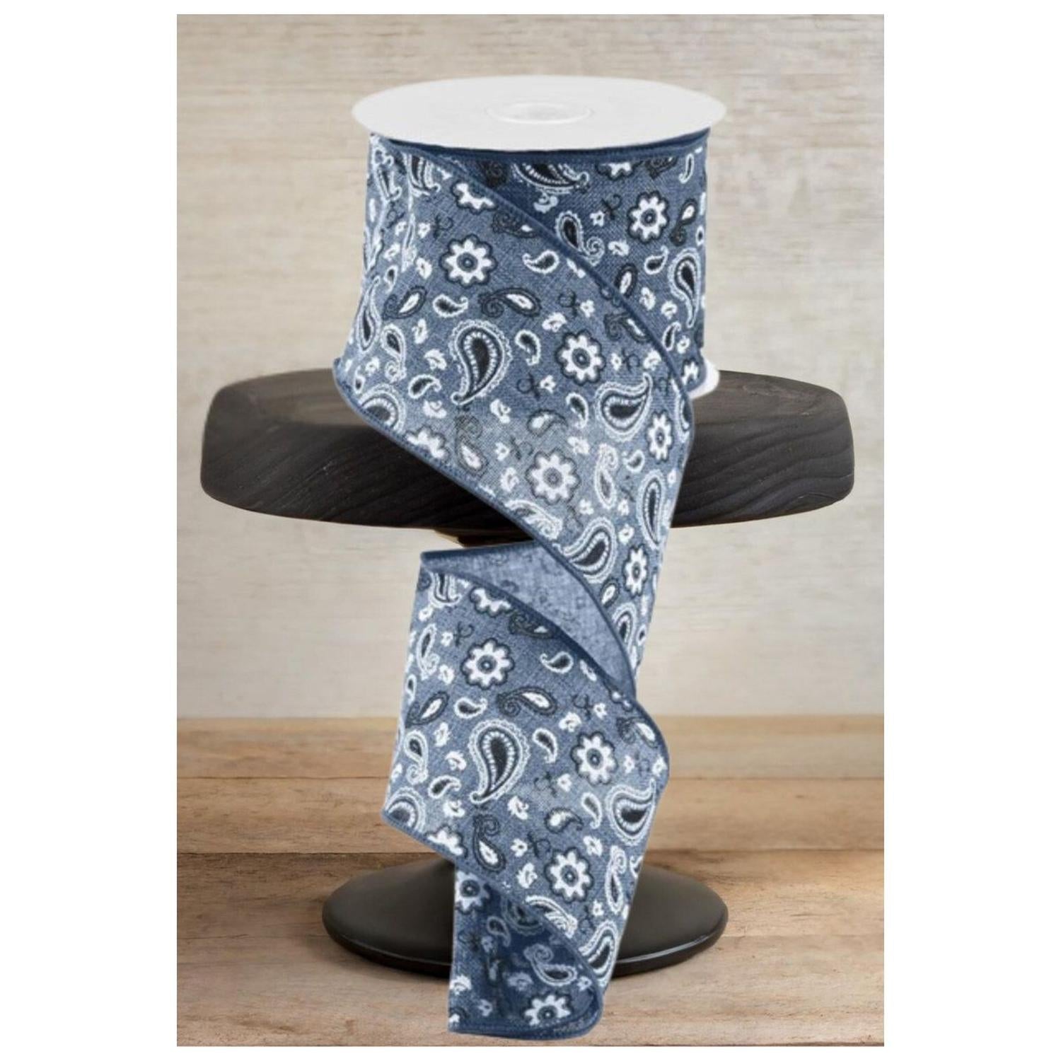 Shop For 2.5" Bandana Ribbon: Denim Black Blue (10 Yards)