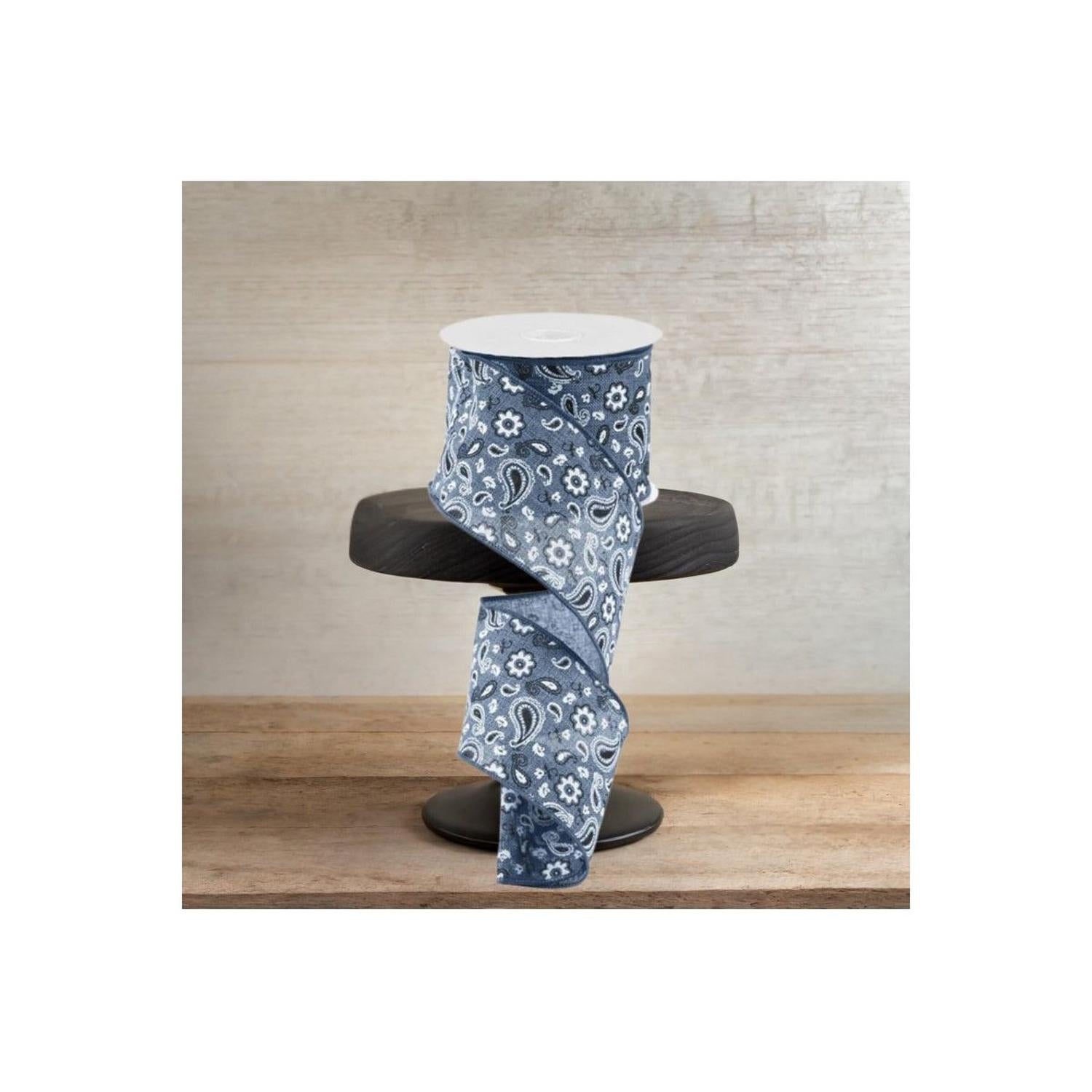 2.5" Bandana Ribbon: Denim Black Blue (10 Yards)