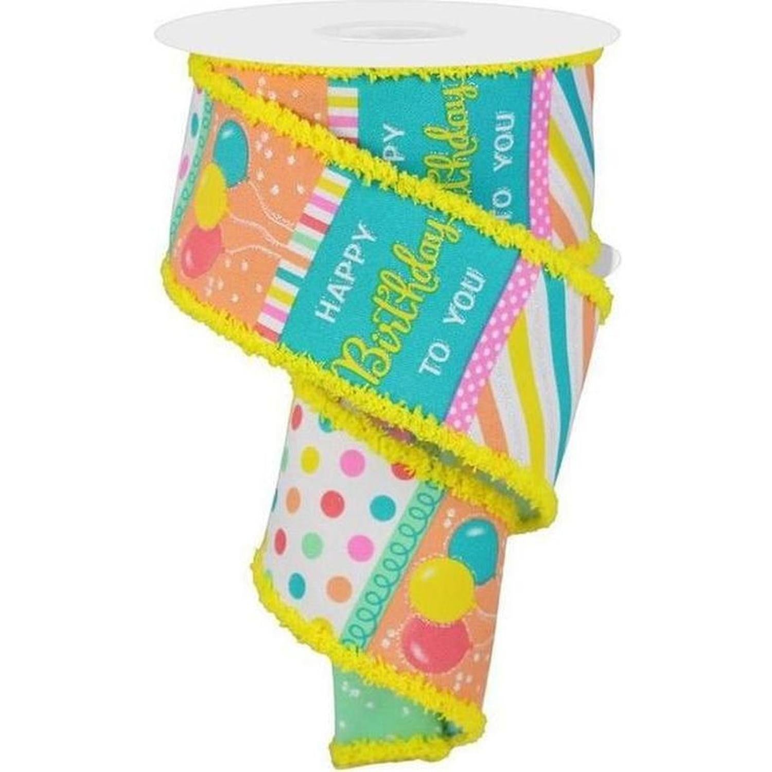 2.5" Birthday Blocks Ribbon: Pastel Colors