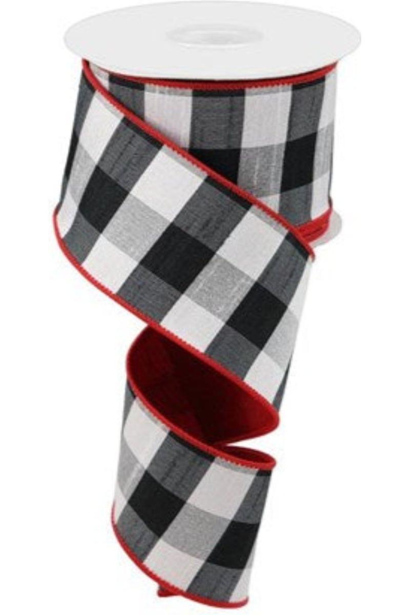 Shop For 2.5" Black Check Dupioni Fused Back Ribbon: Red (10 Yards)