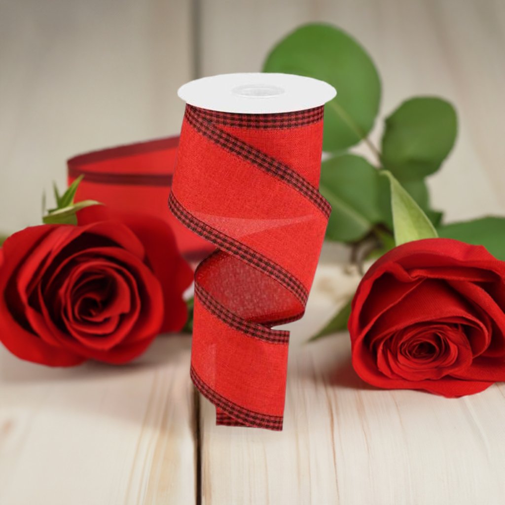 Shop For 2.5" Black Gingham Edge Ribbon: Red (10 Yards) at Michelle's aDOORable Creations