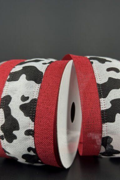Shop For 2.5" Black Linen Cow Print Ribbon: Red (10 Yards) 76414 - 40 - 21