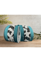 Shop For 2.5" Black Linen Cow Print Ribbon: Teal (10 Yards)