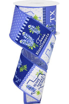 Shop For 2.5" Bluebonnets Block Ribbon: Blue (10 Yards)