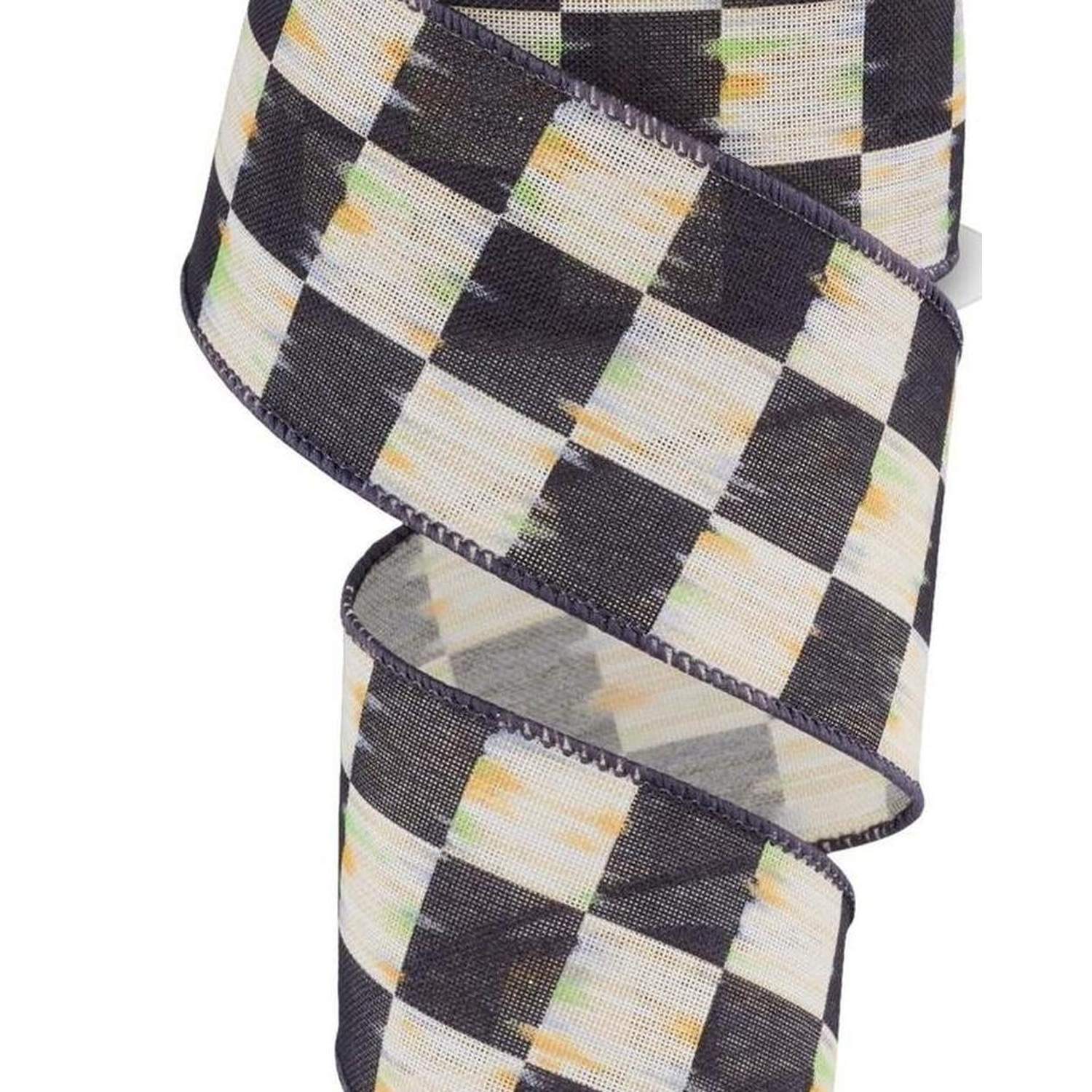 Shop For 2.5" Bold Antique Checkerboard Ribbon: Black (10 Yards)