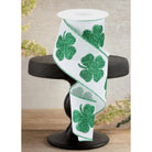 Shop For 2.5" Bold Glitter Clover Ribbon: White/Green (10 Yards)
