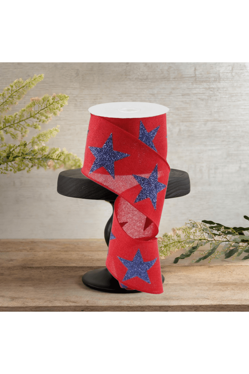 Shop For 2.5" Bold Glitter Star Canvas Ribbon: Red (10 Yards)