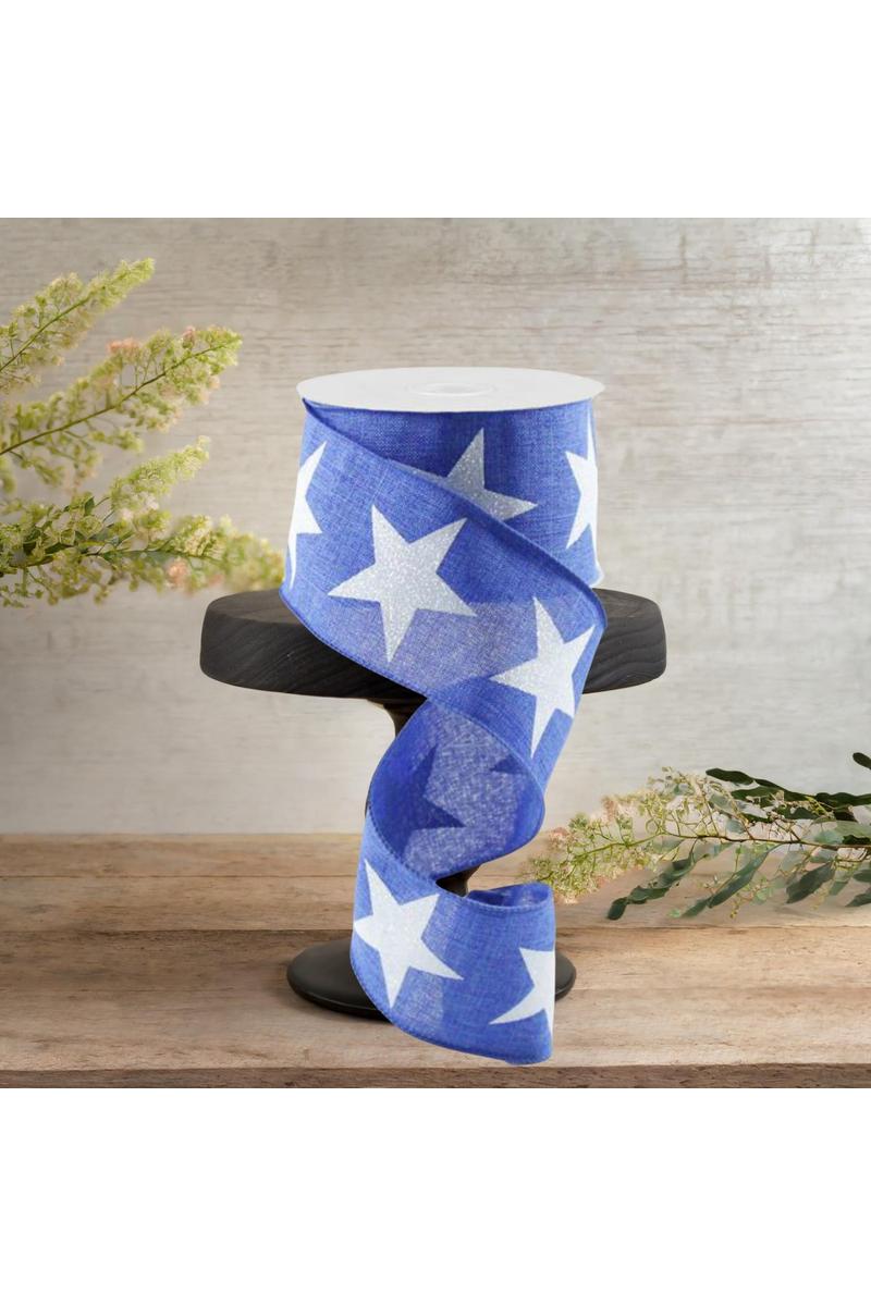 Shop For 2.5" Bold Glitter Star Canvas Ribbon: Royal Blue (10 Yards)