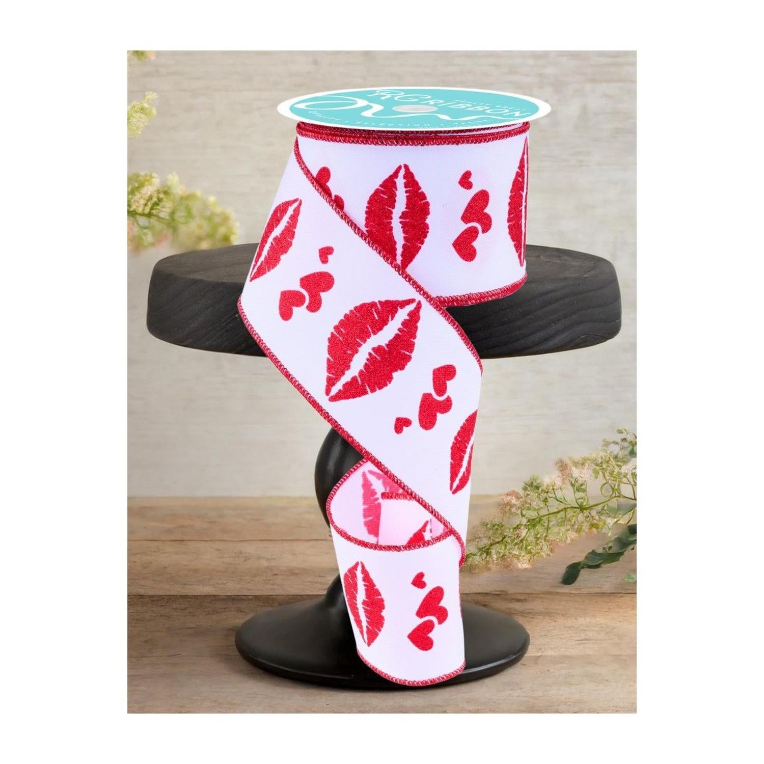 2.5" Bold Lips Ribbon: White (10 Yards)