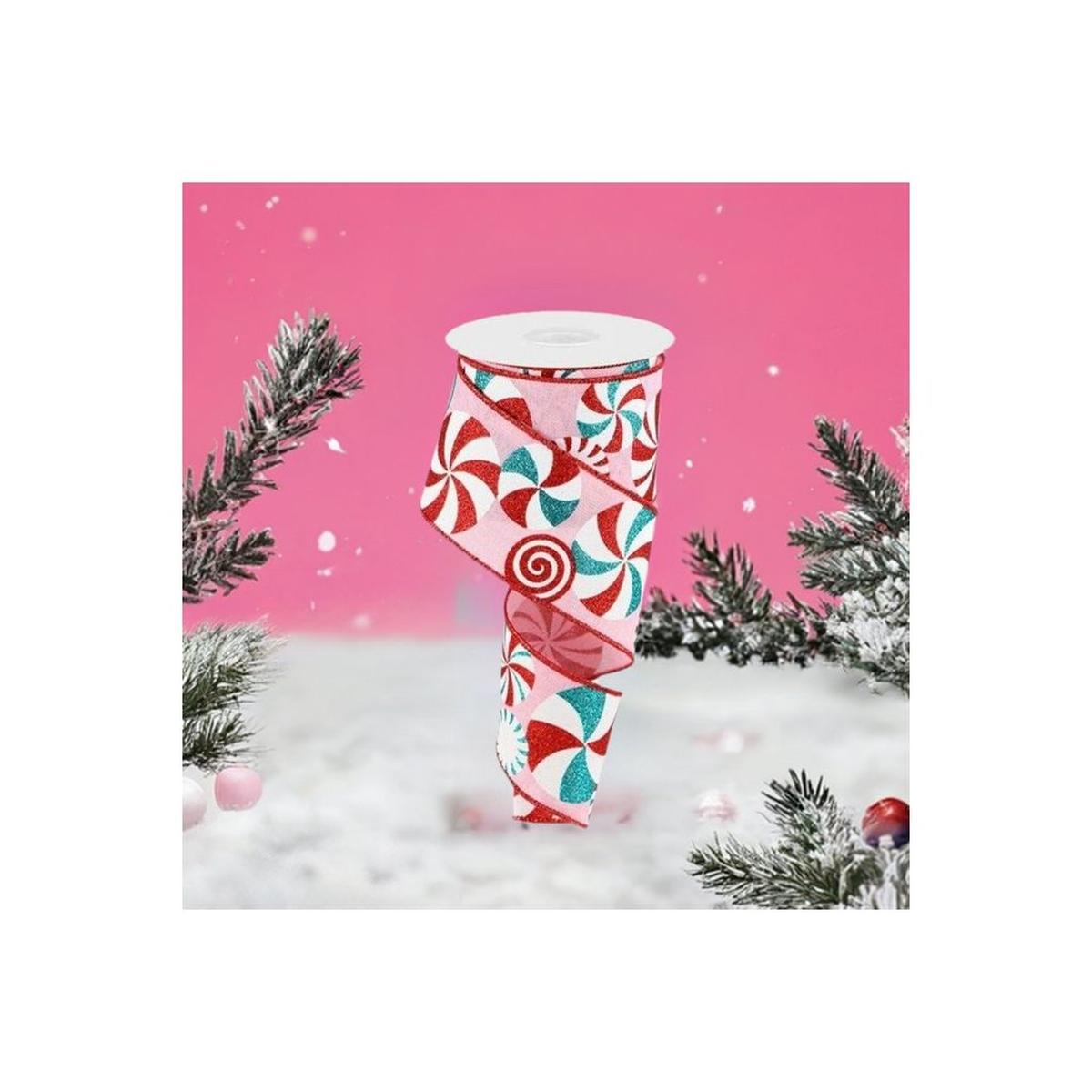 Shop For 2.5" Bold Peppermint Royal Ribbon: Pink/Red (10 Yards) at Michelle's aDOORable Creations