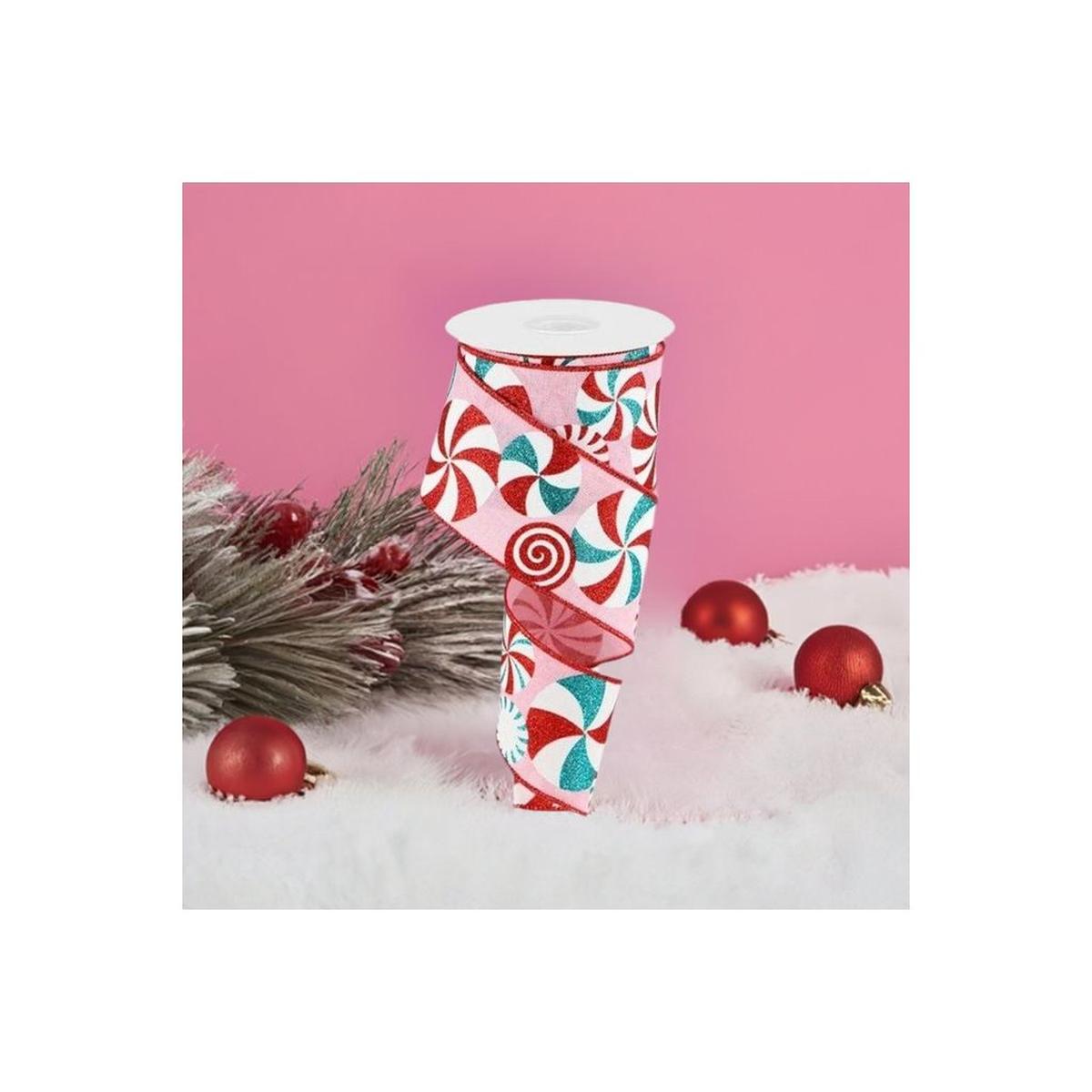 Shop For 2.5" Bold Peppermint Royal Ribbon: Pink/Red (10 Yards) at Michelle's aDOORable Creations