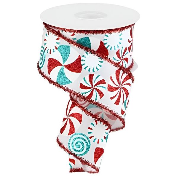 Shop For 2.5" Bold Peppermint Tinsel Ribbon: White (10 Yards)