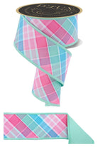 Shop For 2.5" Bold Plaid Fused Ribbon: Light Teal (10 Yards)