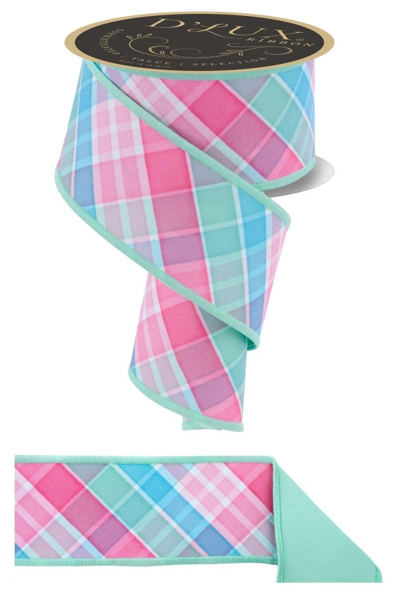 Shop For 2.5" Bold Plaid Fused Ribbon: Light Teal (10 Yards)