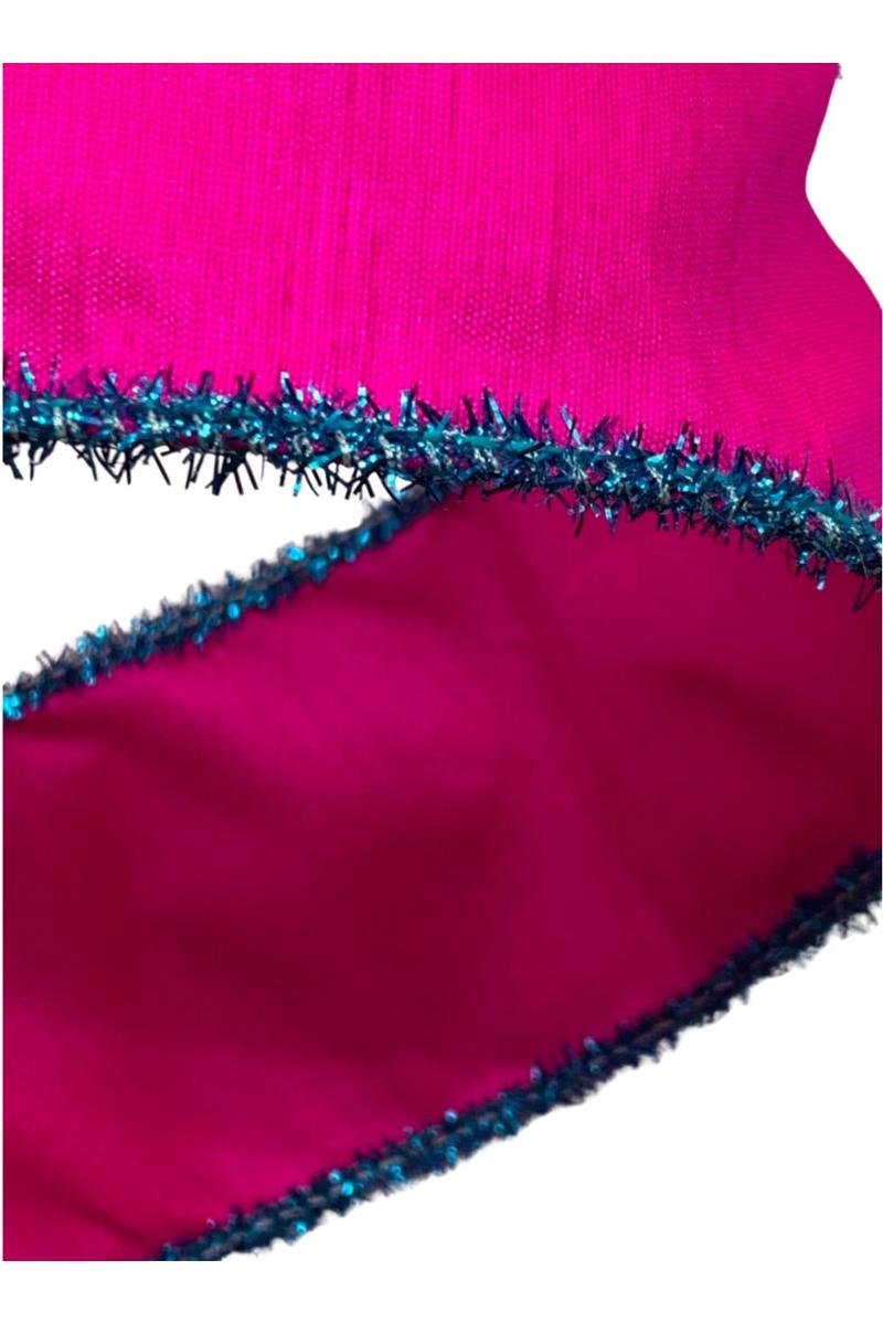 Shop For 2.5" Bright Tinsel Edge Ribbon: Fuchsia (10 Yards)