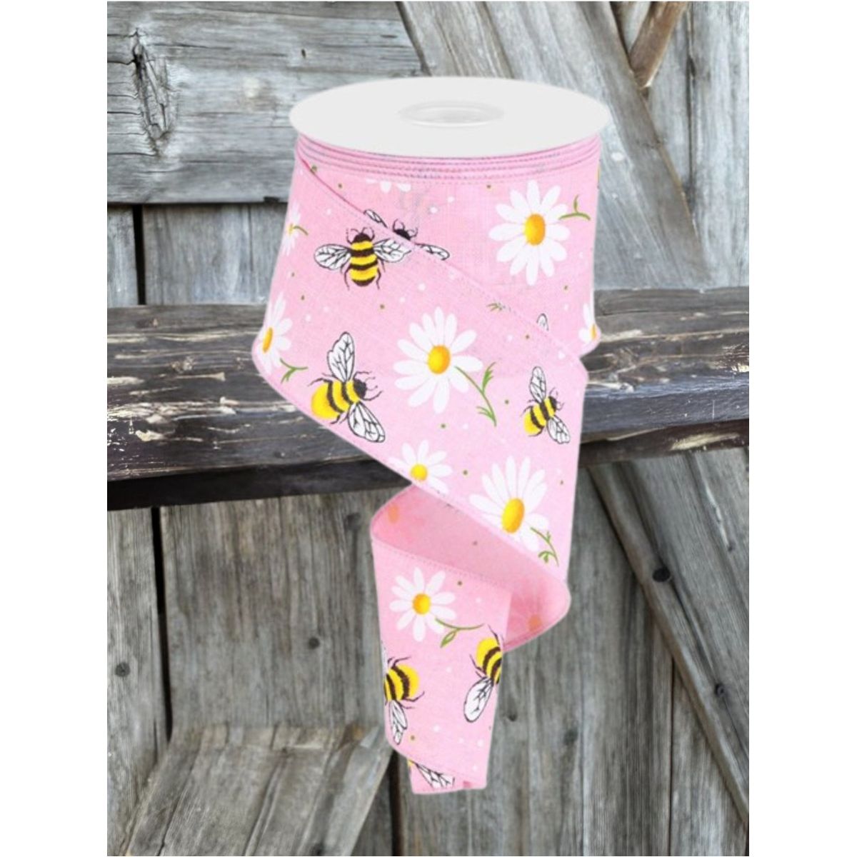 Shop For 2.5" Bumble Bee Daisy Ribbon: Light Pink (10 Yards) at Michelle's aDOORable Creations