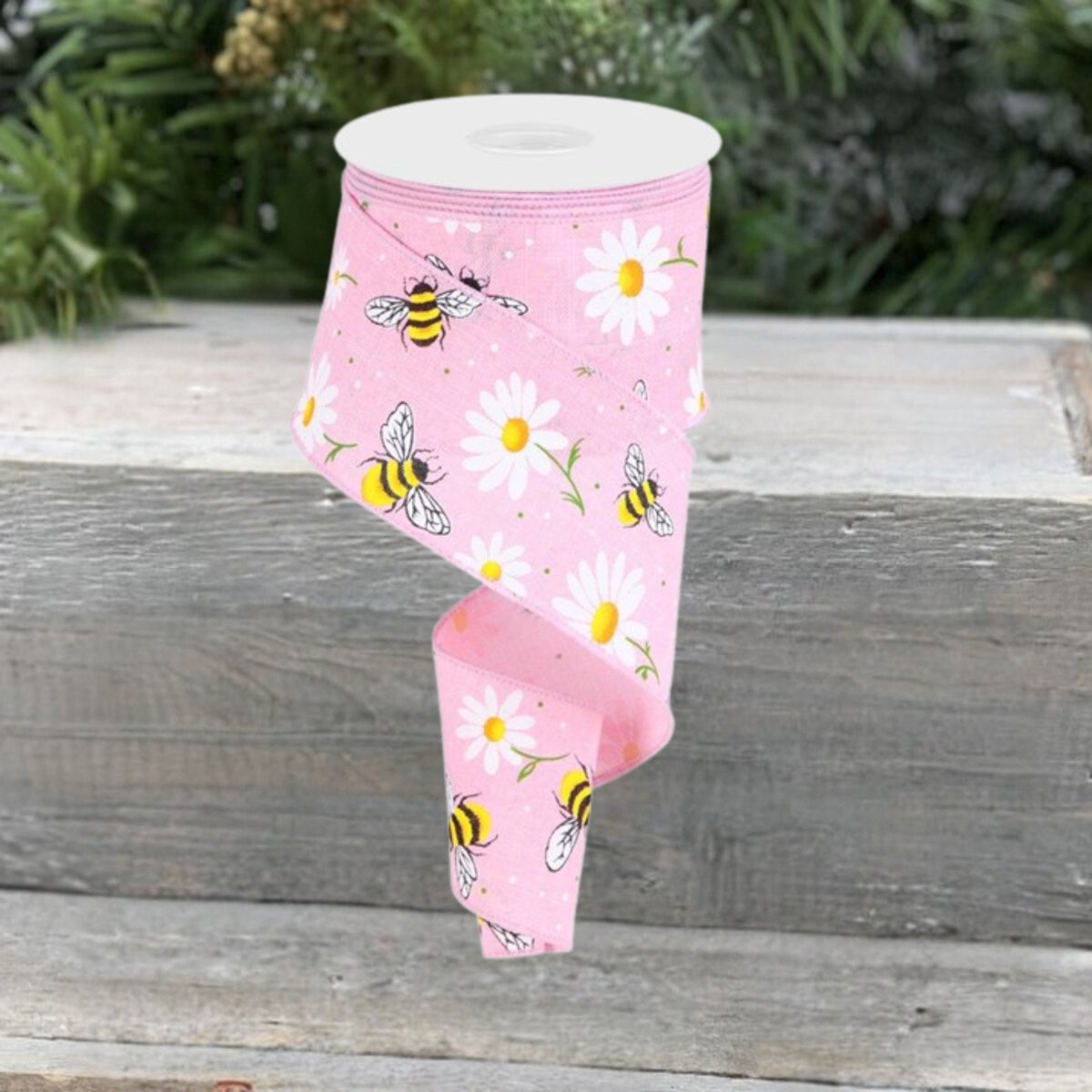 Shop For 2.5" Bumble Bee Daisy Ribbon: Light Pink (10 Yards) at Michelle's aDOORable Creations