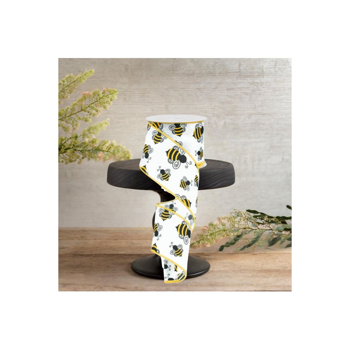 Shop For 2.5" Bumble Bee Ribbon: White Satin (10 Yards)