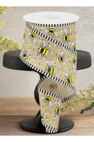 Shop For 2.5" Bumble Bee Royal Stripe Ribbon: Beige (10 Yards)