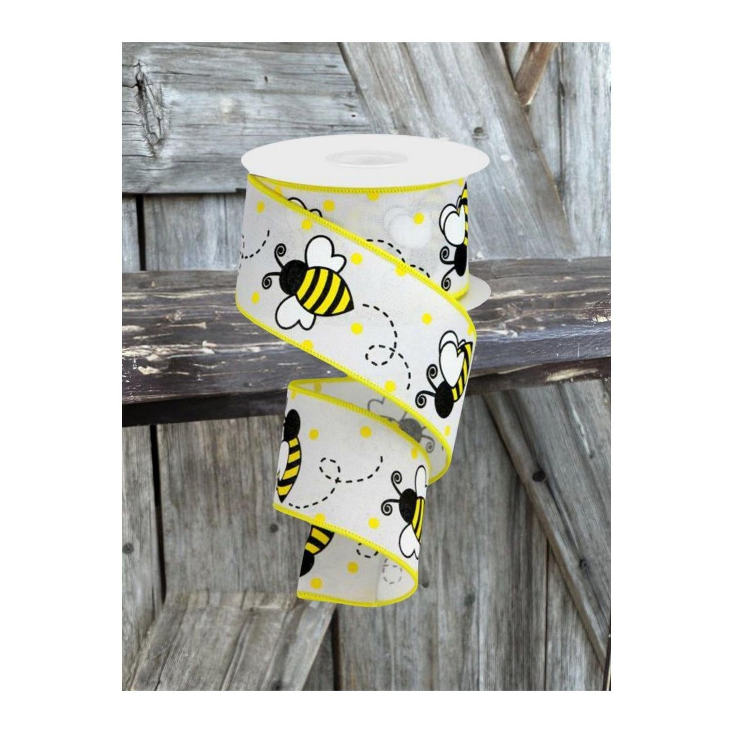2.5" Bumblebee Royal Ribbon: White (10 Yards)