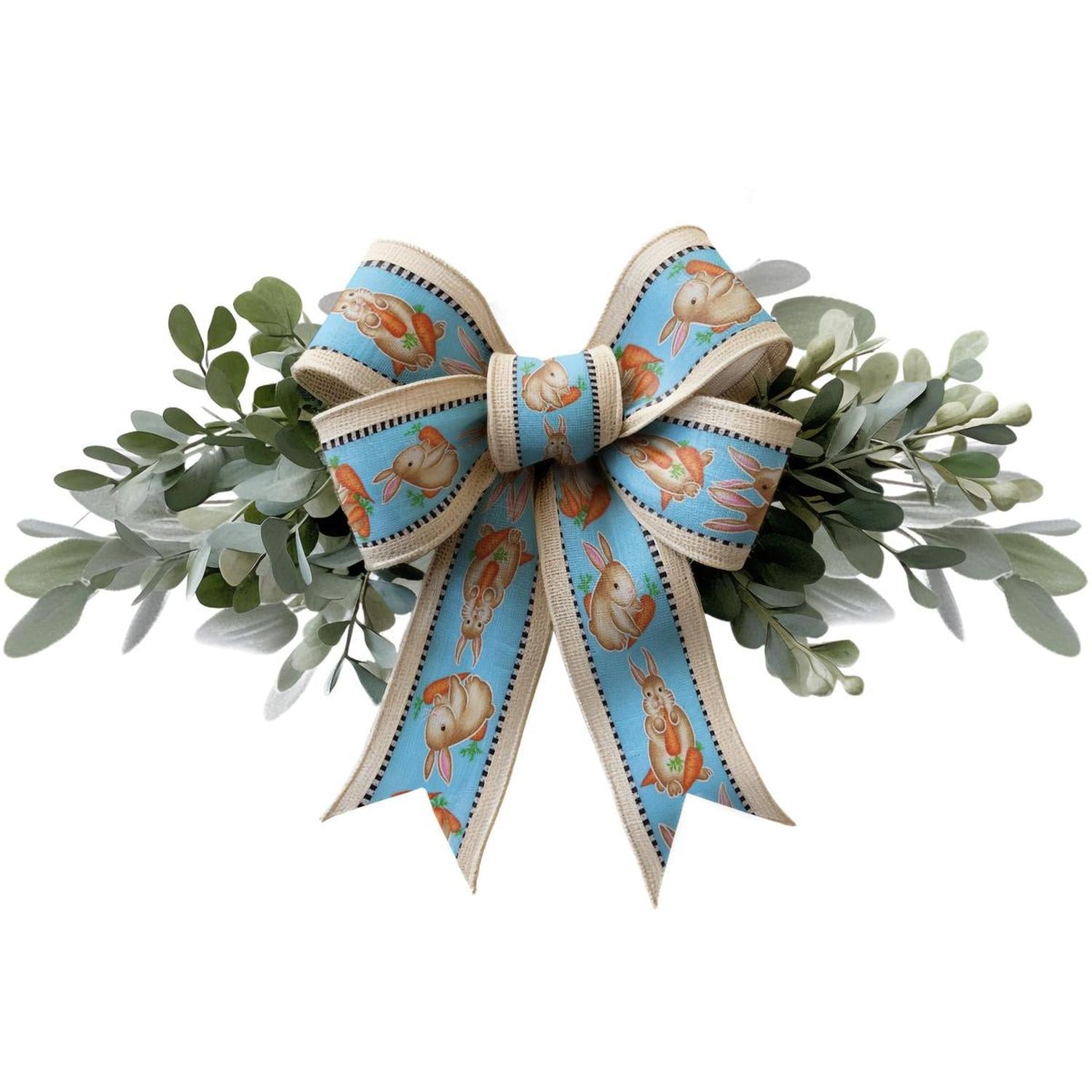 2.5" Bunnies Carrots Stripe Ribbon: Blue (10 Yards)