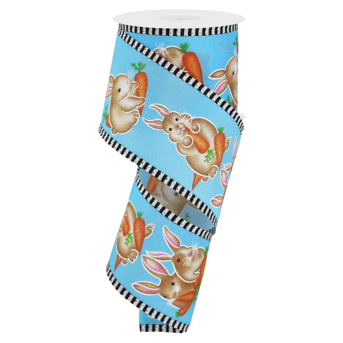Shop For 2.5" Bunnies Carrots Stripe Ribbon: Blue (10 Yards)