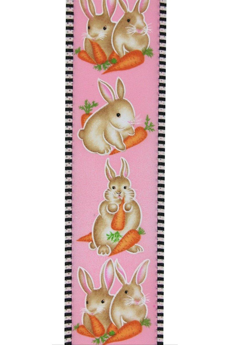 Shop For 2.5" Bunnies Carrots Stripe Ribbon: Pink (10 Yards)