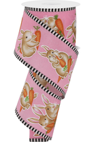 Shop For 2.5" Bunnies Carrots Stripe Ribbon: Pink (10 Yards)