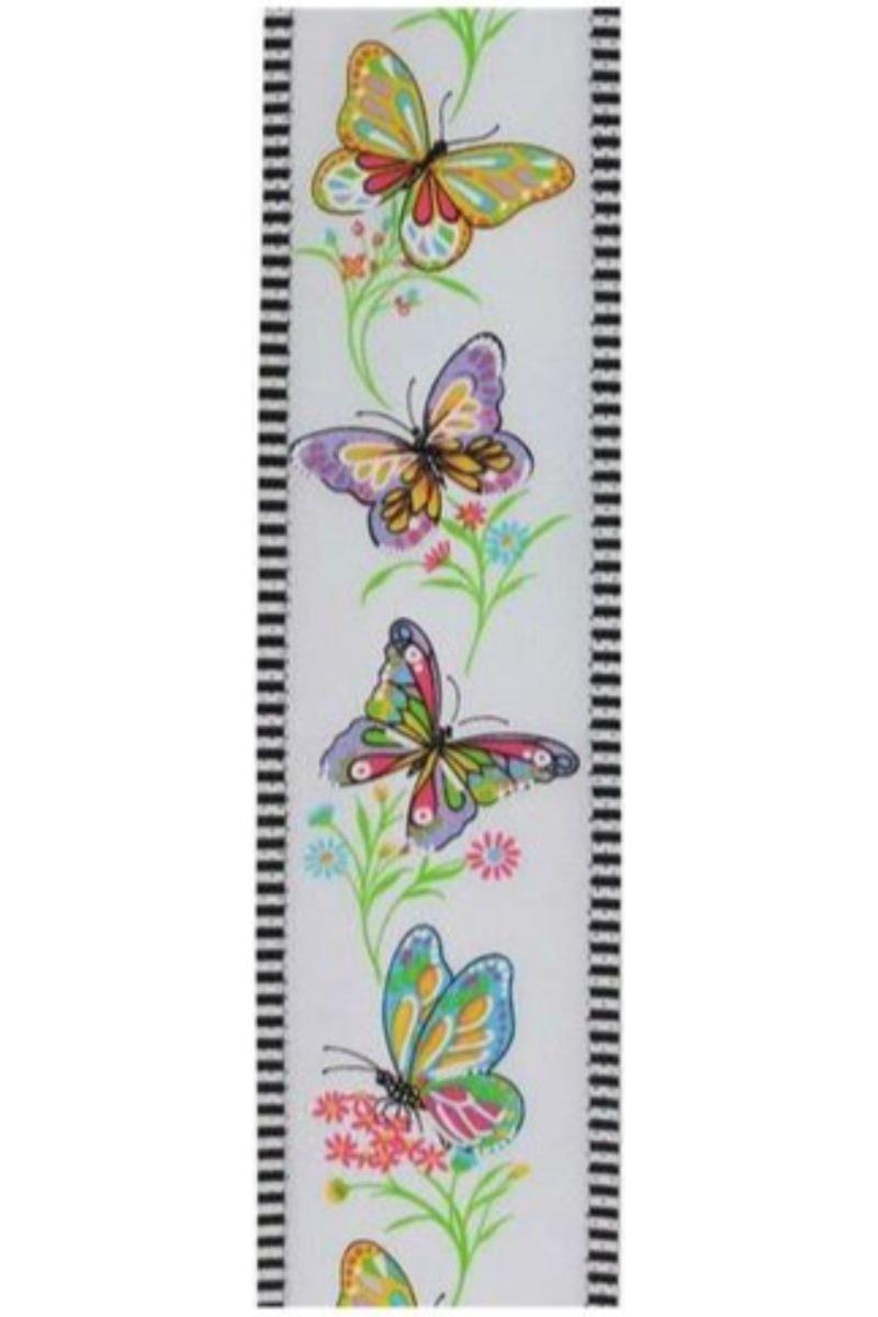 Shop For 2.5" Butterfly Branch Stripe Ribbon: White (10 Yards)