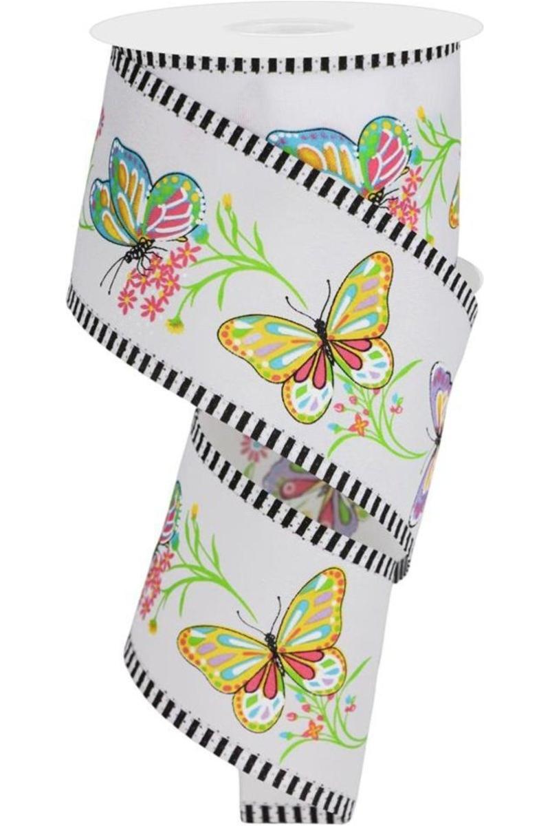 Shop For 2.5" Butterfly Branch Stripe Ribbon: White (10 Yards)